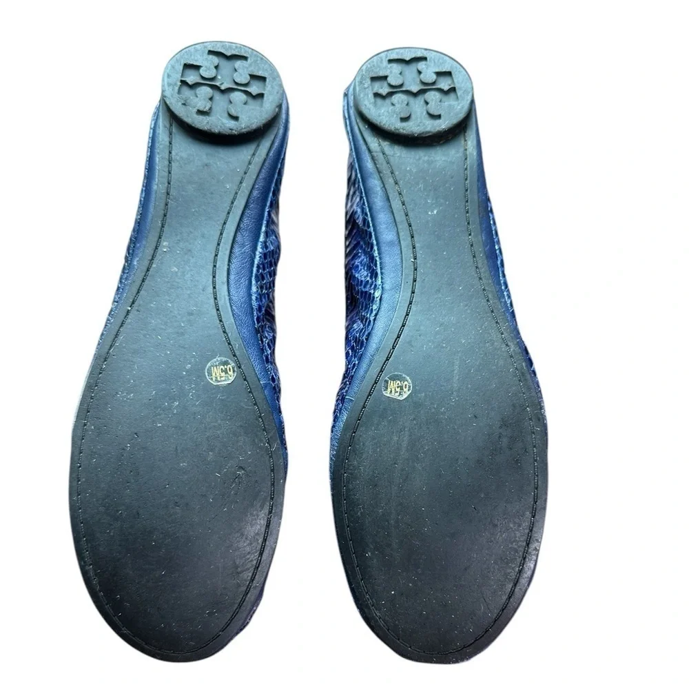 Tory Burch Ultra Marine Eddie Snake Flats Shoes Size 6 1/2